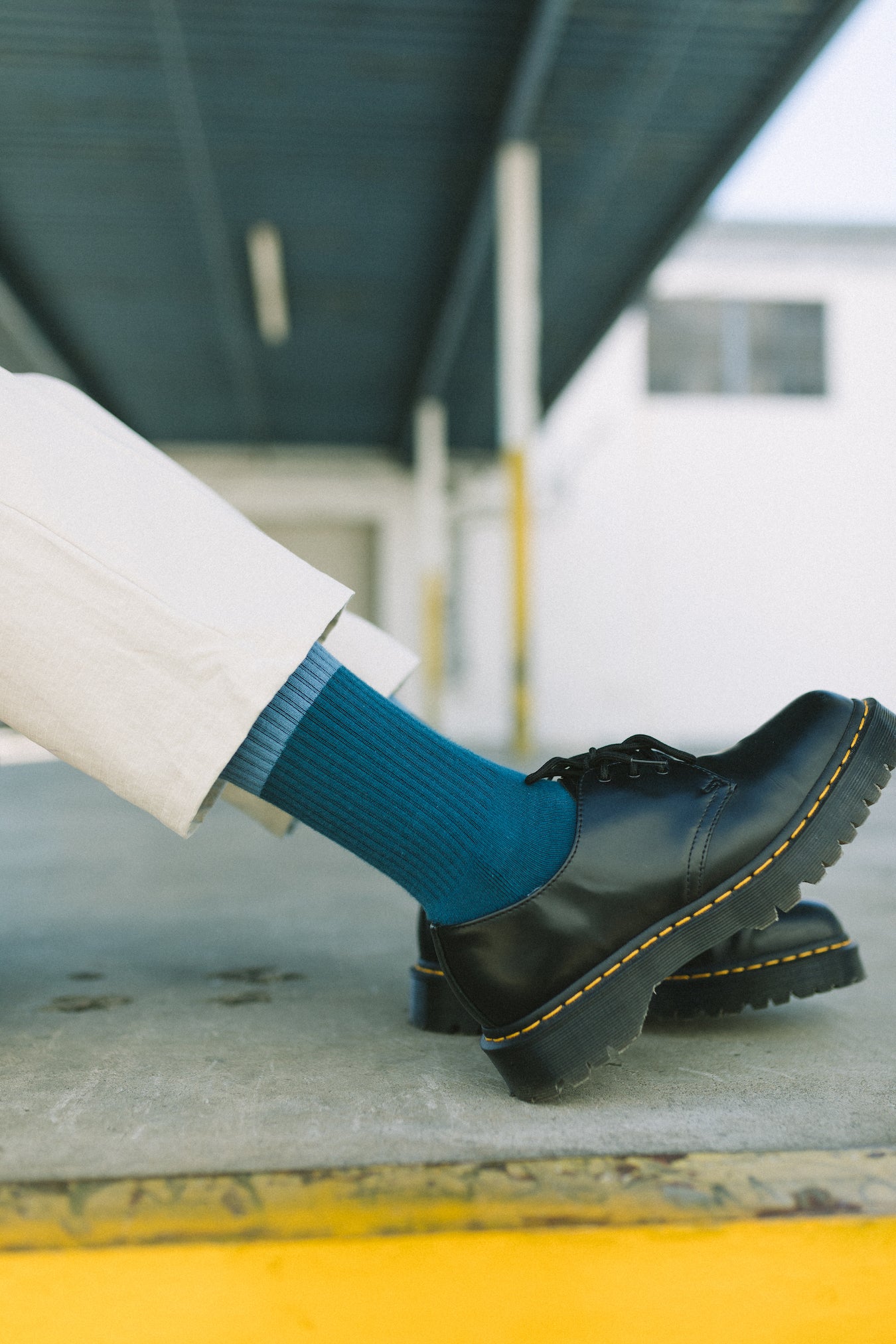 3 Tone Calf Length Socks - Lt Blue/Denim/Navy