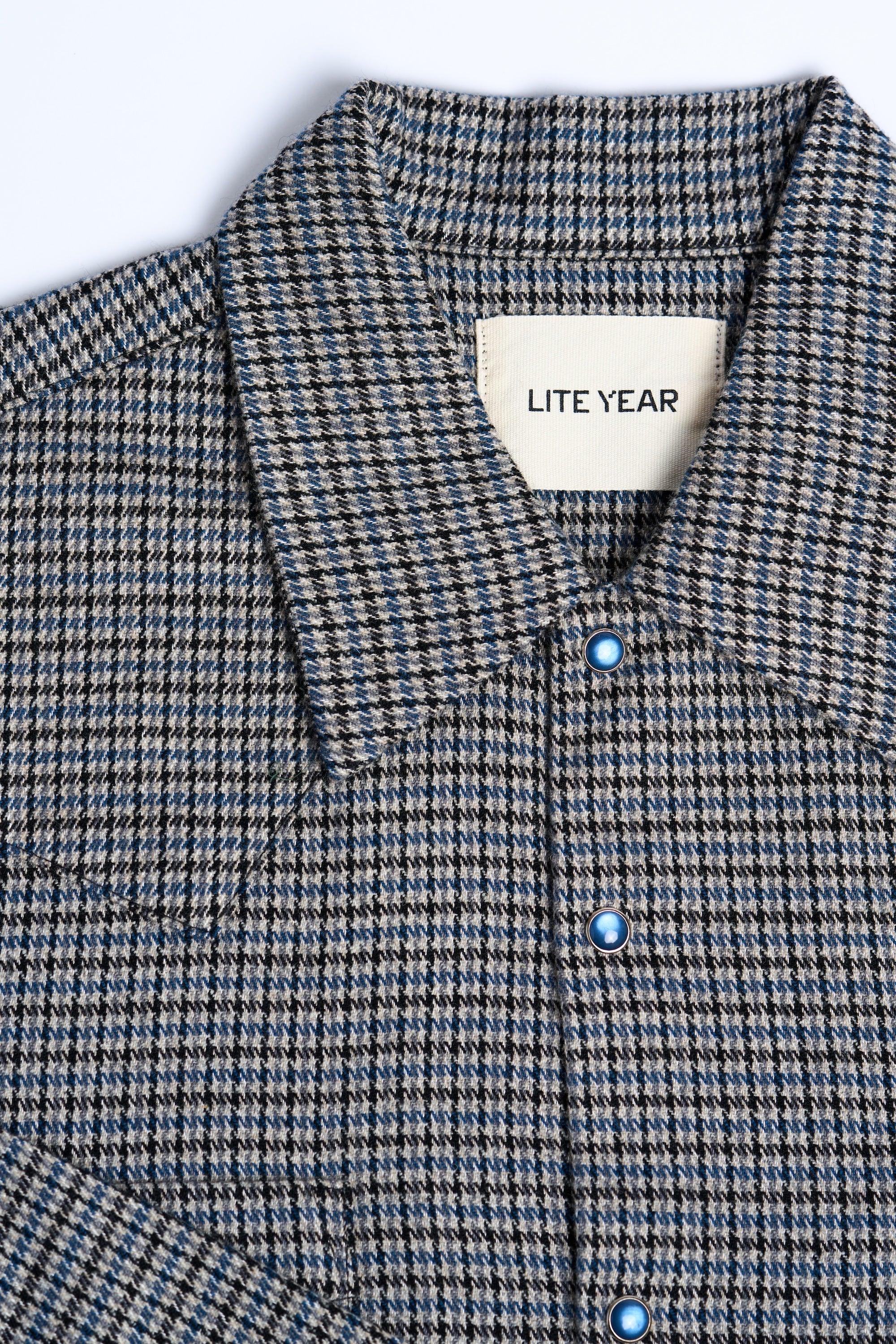 Western Long Sleeve Shirt - Blue Tweed