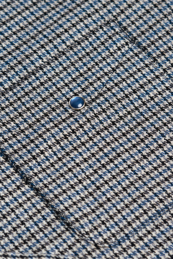 Western Long Sleeve Shirt - Blue Tweed