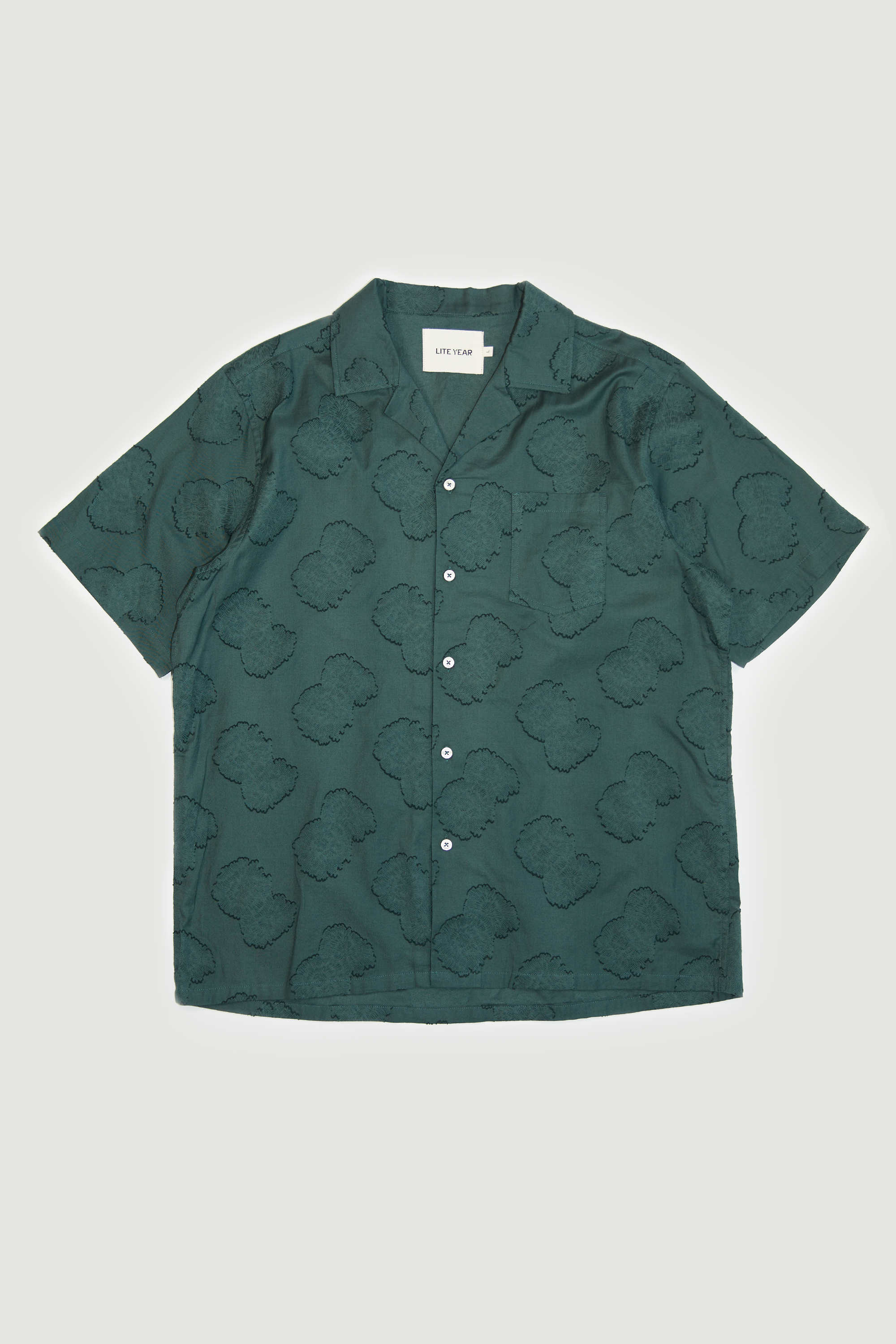 Short Sleeve Camp Collar - Floral Green