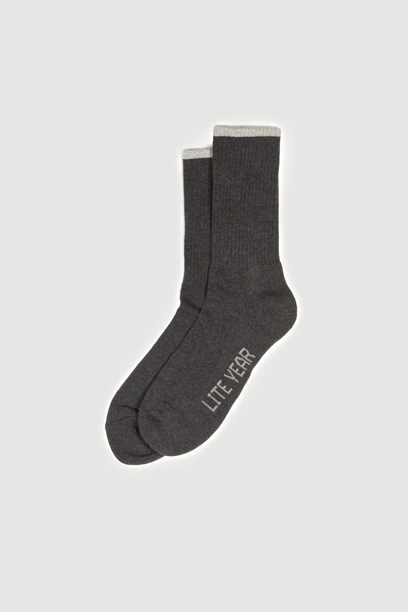 Cotton Cap Crew Socks  - Charcoal/Heather Grey