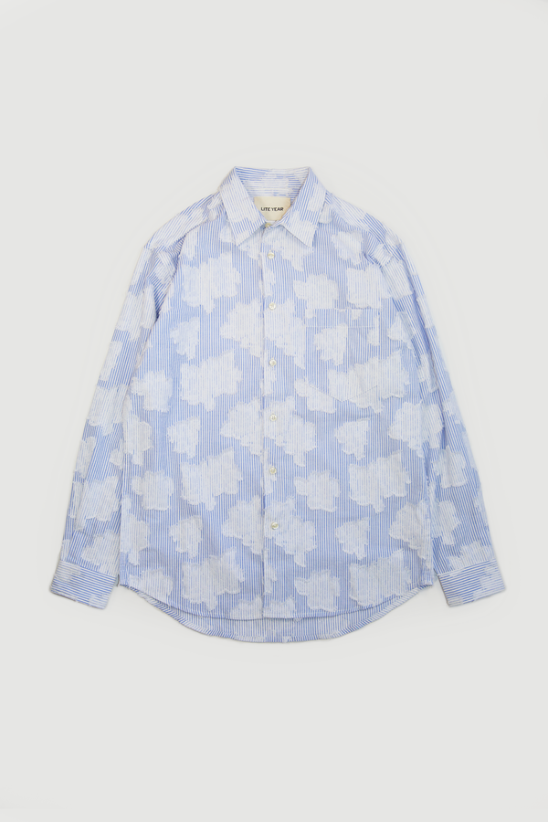 Classic Long Sleeve Pocket Shirt - White/Blue Cloud Stripe