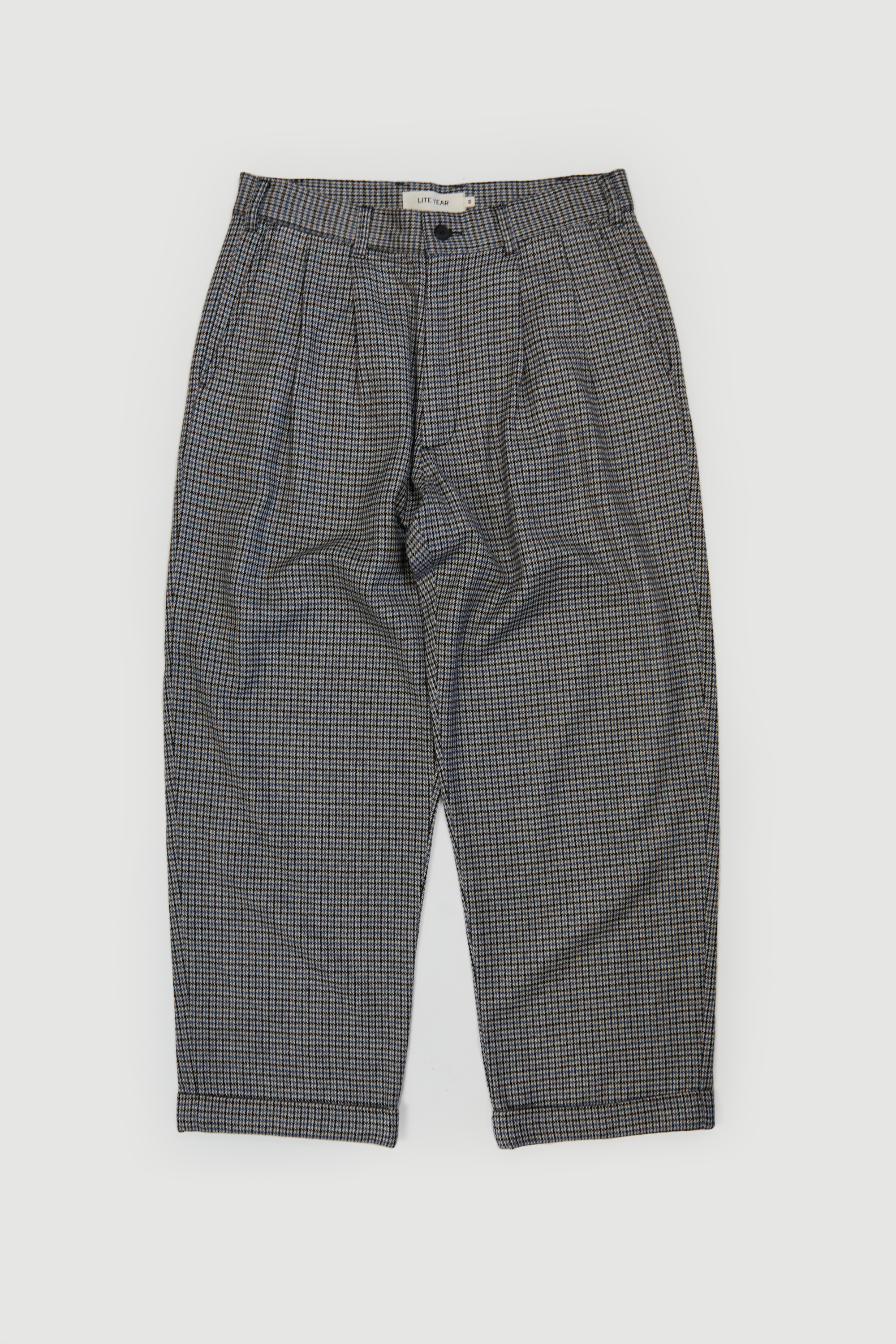 Double Pleat Pant - Blue/Navy Houndstooth