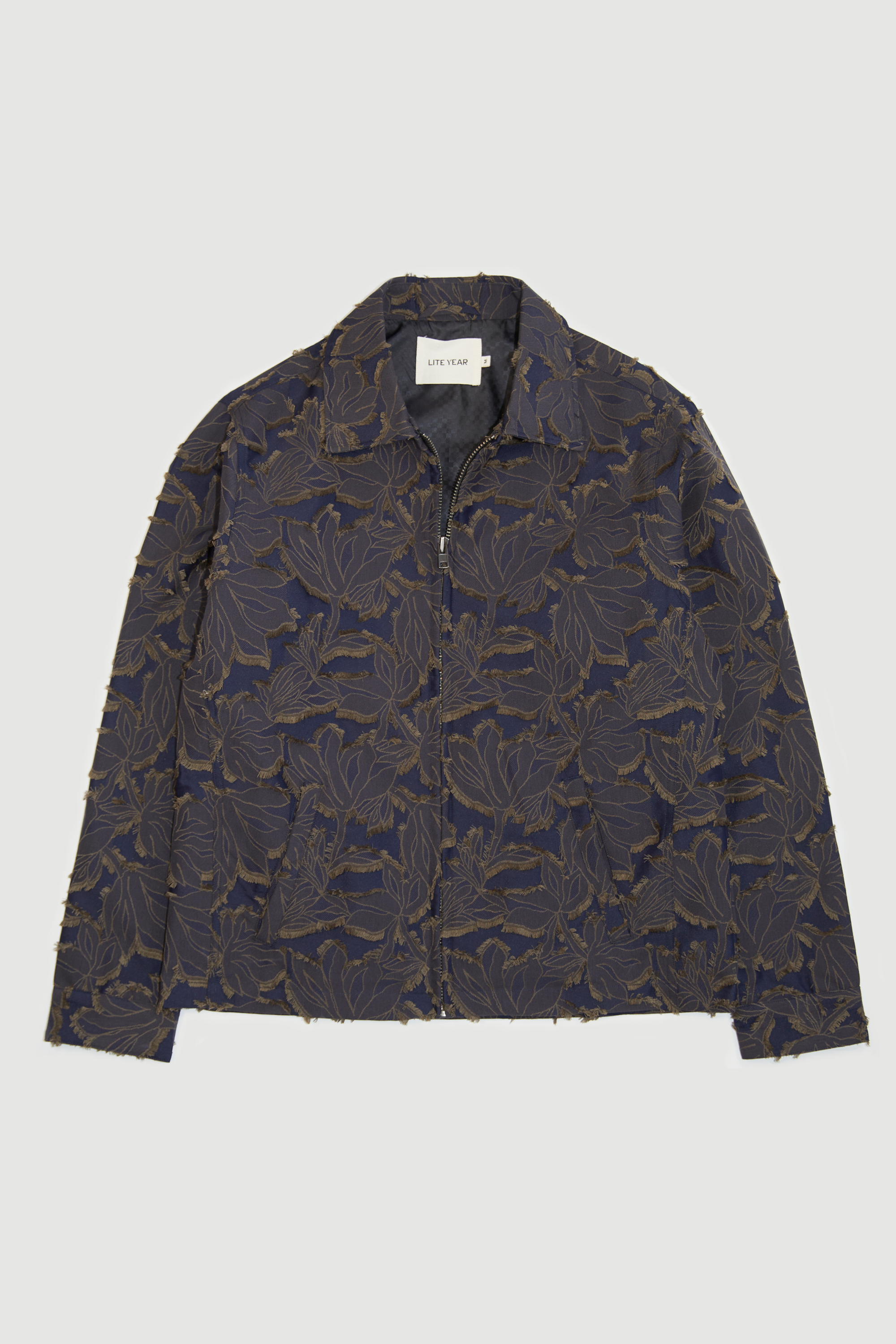 Eisenhower Jacket - Navy Brown Leaf Jacquard