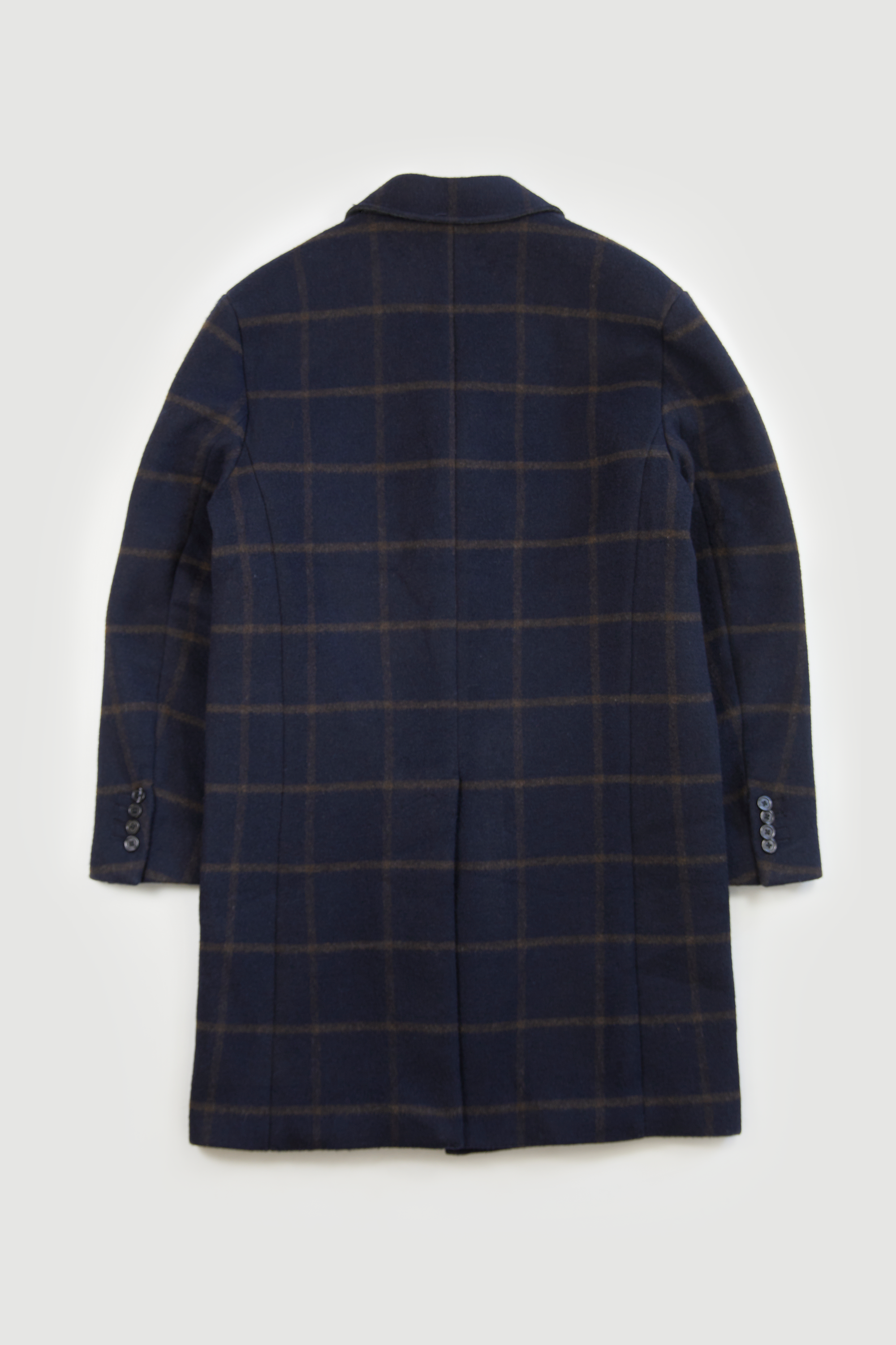 NY Overcoat - Navy & Brown Windowpane