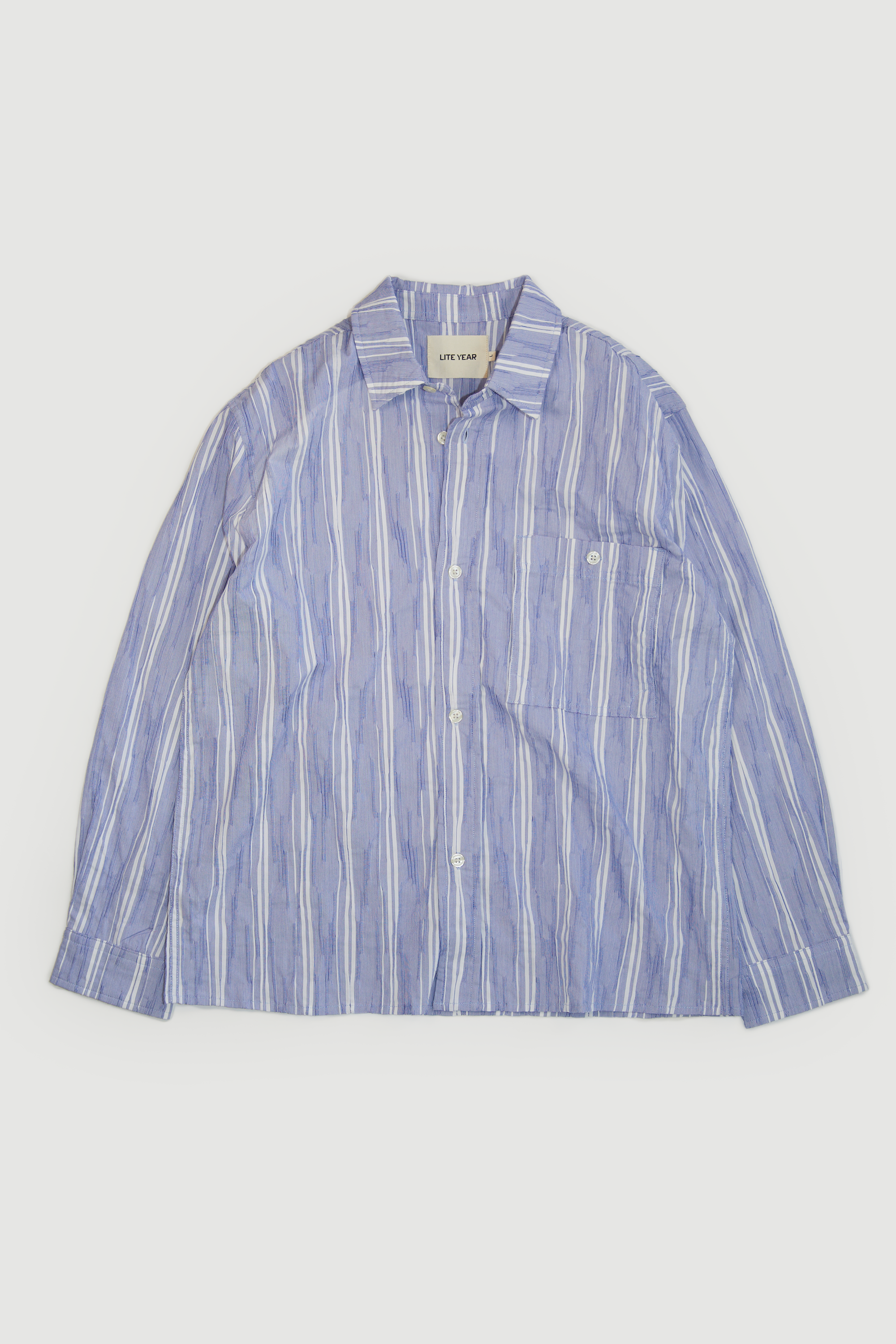 Relaxed Long Sleeve Shirt - Navy/White Stripe