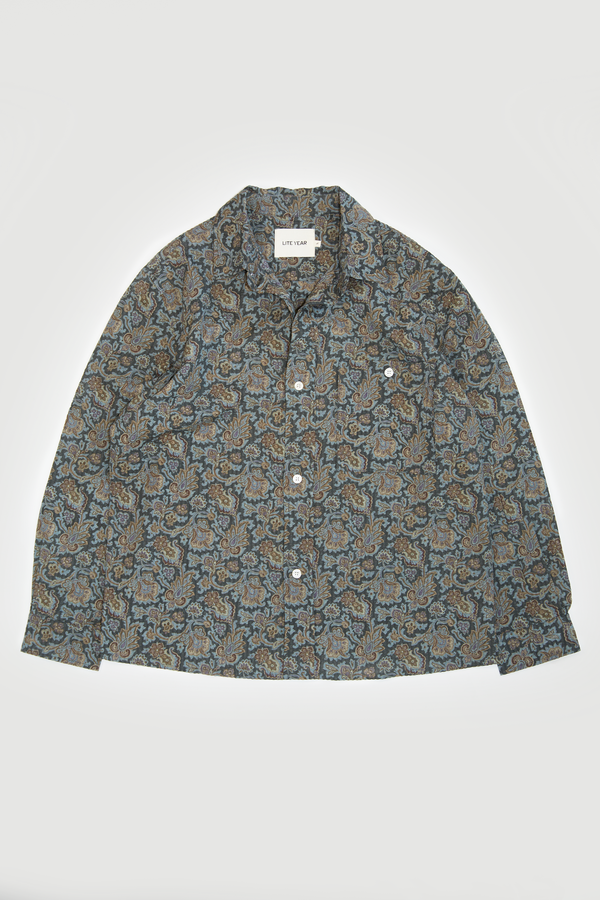 Relaxed Button Up Shirt - Olive Paisley