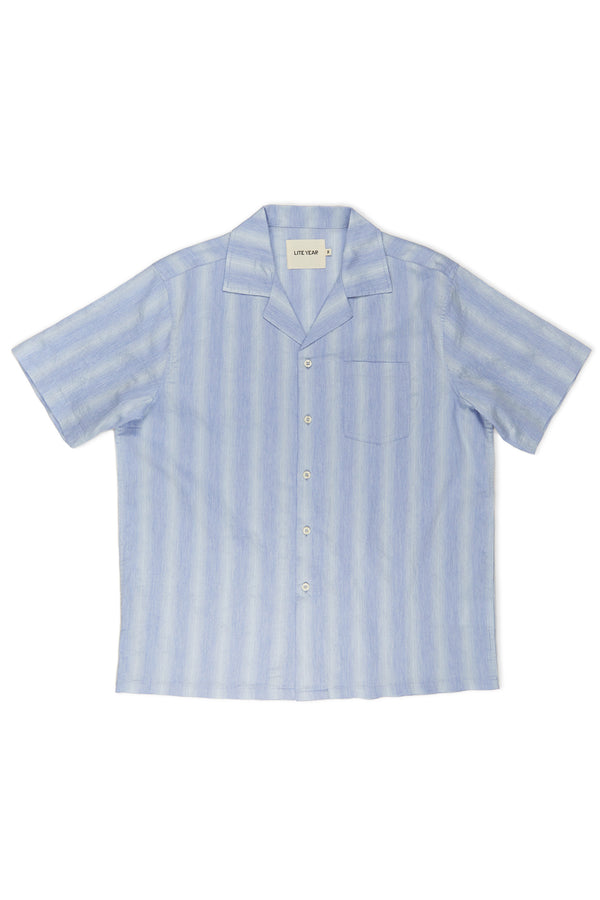 Italian short sleeve camp collar - Blue stripe