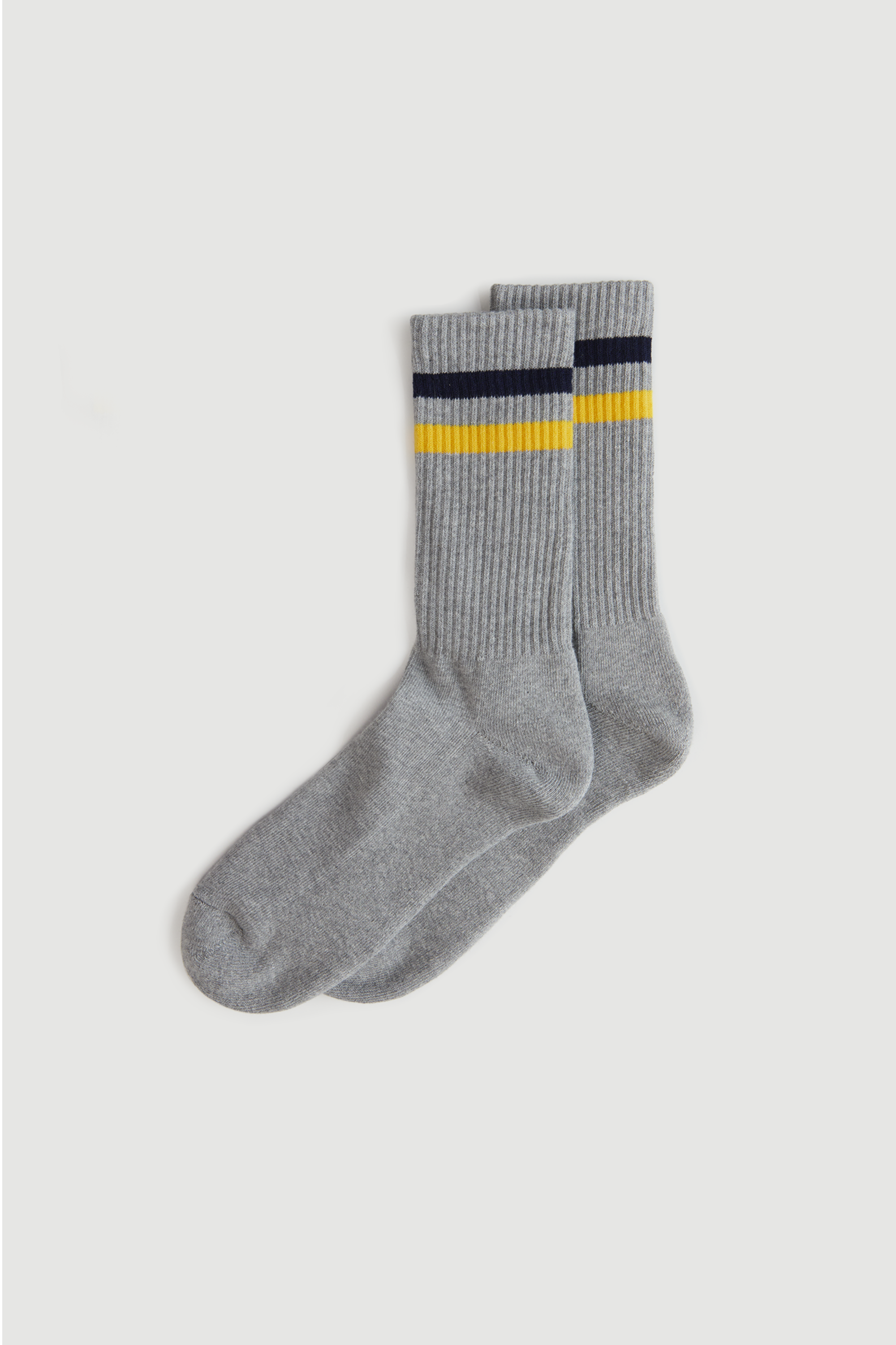 Stripe Socks - Heather Grey/Navy/Yellow