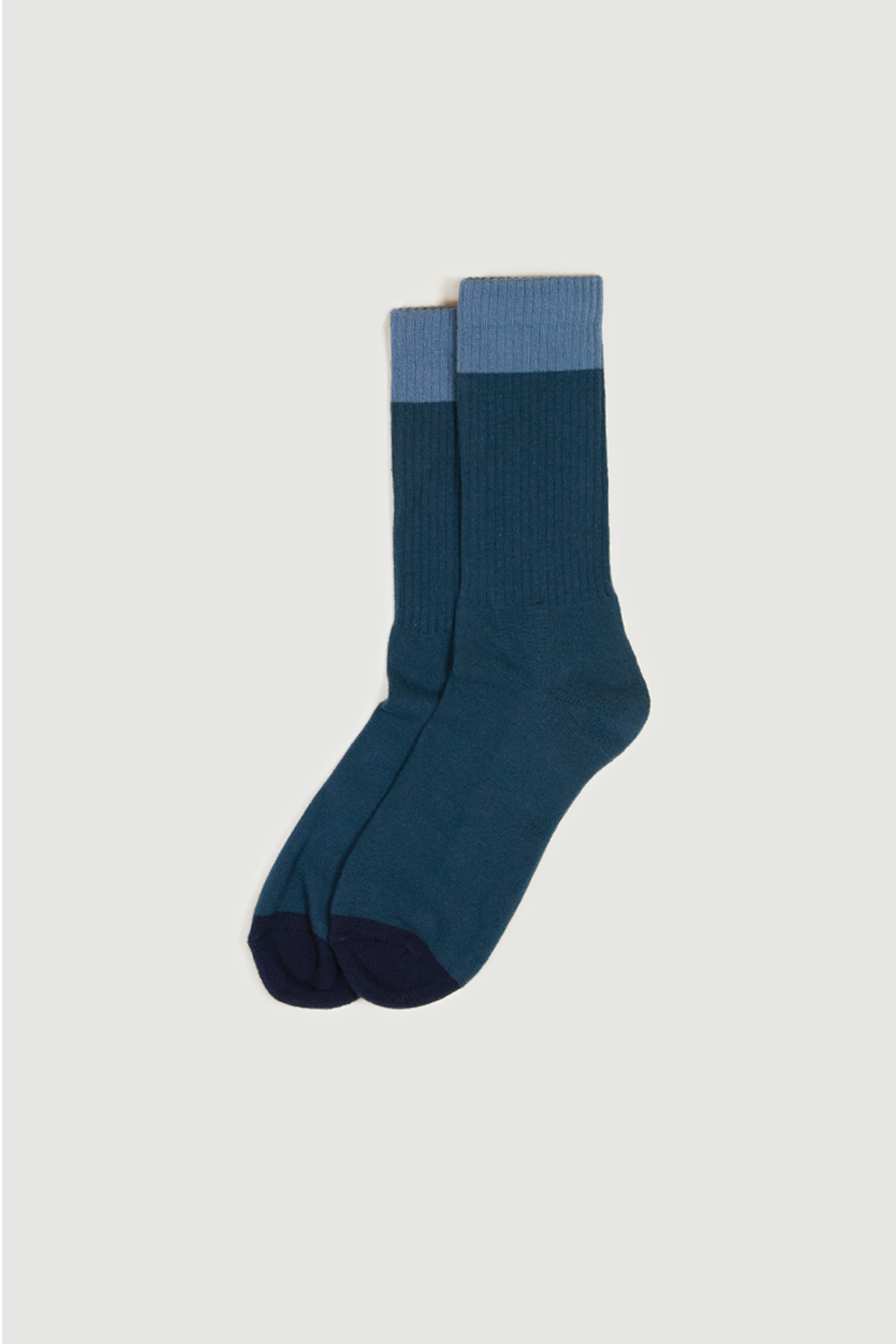 3 Tone Calf Length Socks - Lt Blue/Denim/Navy