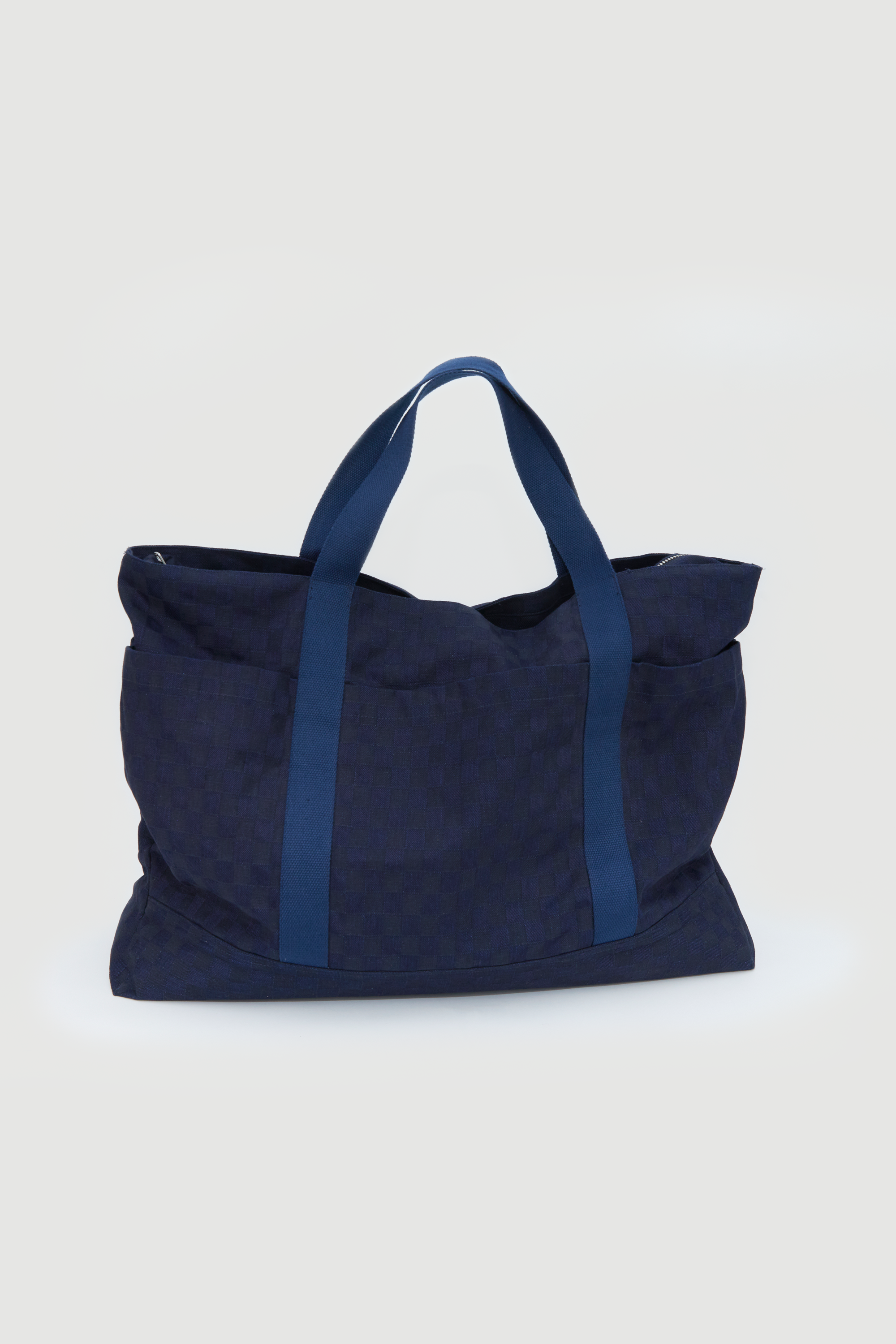 Oversized Weekend Tote - Tonal denim check