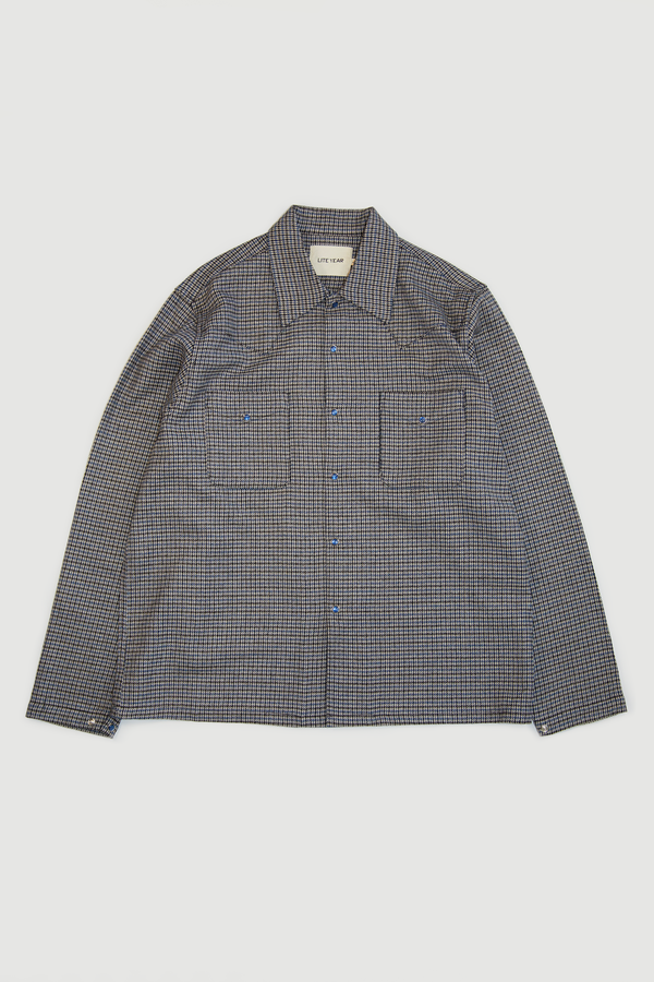 Western Long Sleeve Shirt - Blue Tweed